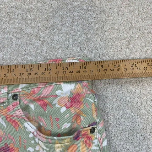Gloria Vanderbilt Amanda 16W Capri Pants Green Floral Stretch Crop Jeans Womens - Picture 7 of 10